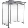 Smoking Shelter: 3 Sides, 75 in x 49 in x 84 in, Steel, Silver, Includes Seating, Unassembled