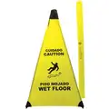 Folding Safety Cone, Sign Header Caution/Cuidado, Wet Floor, Piso Mojado