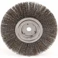 Weiler Wire Wheel Brush: 8 in Brush Dia., 5/8 in Arbor Hole, 0.014 in Wire Dia., Carbon Steel