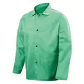 Green 100% 12 oz. Flame-Resistant Cotton Welding Jacket, Size: XL, 30" Length