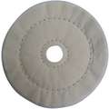 Buffing Wheel: Cushion Sewn, Cotton, 6 in Dia, 1/2 in Thick, 40 Plies