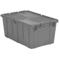 Orbis Attached Lid Container: 17.2 gal, 26 7/8 in x 16 7/8 in x 12 1/8 in, Gray Body, Gray Lid, HDPE