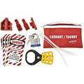 Portable Lockout Kit, Filled, Electrical Lockout, Pouch, Red, White