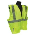 High Visibility Vest: ANSI Class 2, U, XL, Lime, Solid Polyester, Hook-and-Loop