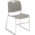 Chrome Steel Stacking Chair with Gray Seat Color, 4PK