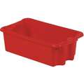 Lewisbins Stack and Nest Container: 8.2 gal, 24 in x 14 1/8 in x 7 7/8 in, Red, 300 lb Stack Cap.