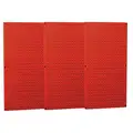 Wall Control Steel Pegboard Panel with 600 lb. Load Capacity, 32" H x 48" W, Red, 1 EA