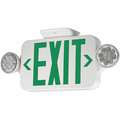 LED Exit Sign with Emergency Lights with Battery Backup, Green Letters and 1 or 2 Sides, 7-13/64" H x 18" W