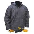 Dewalt Heated Jacket: Men's, XL, Black, Up to 9 hr, 48 in Max Chest Size, 5 Outside Pockets, Zipper