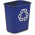 3-1/4 gal. Rectangular Recycling Wastebasket, Plastic, Blue