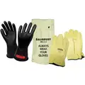Black Electrical Glove Kit, Natural Rubber, 0 Class, Size 10-1/2
