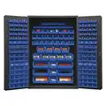 Bin Cabinet: 48" x 24" 72", 0 Shelves, 186 Bins, Blue, Flush, 16 ga Panel, Gray