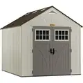 Suncast Outdoor Storage Shed: 8 3/8 ft. x 10 1/4 ft. x 8 5/8 ft., 547 cu ft. Capacity, Vanilla