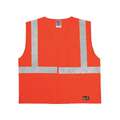 Ml Kishigo Orange with Silver Stripe Flame Resistant Vest, ANSI 2, Hook-and-Loop Closure, 2XL/3XL