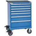 Mobile Counter Height Modular Drawer Cabinet, 7 Drawers, 28-1/4"W x 22-1/2"D x 43-1/4"H Bright Blue