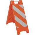 Plasticade Barricade Sign: 36 in Overall Ht, 13 in x 36 in, Engineer, Reflective, Unrated with Signage, Sand