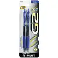 Pilot Rollerball Pen: Blue, 0.7 mm Pen Tip, Retractable, Includes Pen Cushion, Plastic, Clear, 2 PK