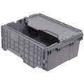 Akro-Mils Attached Lid Container: 8 gal, 21 1/2 in x 15 1/4 in x 9 in, Gray Body, Gray Lid, Polymer