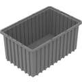 Akro-Mils Divider Box: 0.59 cu ft, 16 1/2 in x 10 7/8 in x 8 in, Gray, Polymer, 7 Long Divider Slots