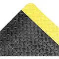 Notrax Antifatigue Mat: Diamond Plate, 3 ft. x 5 ft., 3/4 in Thick, Black with Yellow Border, Beveled Edge