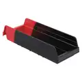 Akro-Mils Shelf Bin, Black/Red, 4" H x 17-7/8" L x 6-5/8" W, 1 EA