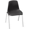 Chrome Steel Stacking Chair with Black Seat Color, 4PK