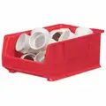 Akro-Mils Super Size Bin: 20 in Overall L, 12 3/8 in x 8 in, Red, Stackable, 200 lb Load Capacity