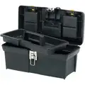 Plastic Portable Tool Box, 7-13/64"H x 16"W x 8-3/16"D, 485 cu.", Black