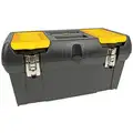 Plastic Portable Tool Box, 9-3/4"H x 19"W x 9-3/4"D, 1085 cu. n., Black
