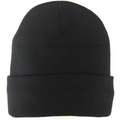 Insulated Watch Cap, Universal, Stretch Knit Adjustment Type, Black, Covers Head, Beanie