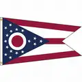 Nylglo State Flag: 4 ft. H, 6 ft. W, 25 ft. Min. Flagpole H, Indoor/Outdoor, Ohio