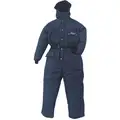 Coverall with Hood, M, Nylon, Navy, Men's, Zipper with Snap