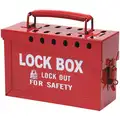 Red Steel Group Lockout Box, Max. Number of Padlocks: 13, 6" x 9"