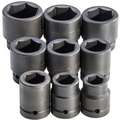 Proto Impact Socket Set: 1 in Drive Size, 9 Pieces, 1 in to 2 in Socket Size Range, (9) 6-Point