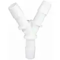 Y Connector: Polypropylene, Barbed x Barbed x Barbed, For 1/2 in x 1/2 in x 1/2 in Tube ID, 10 PK