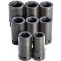 Proto Impact Socket Set: 1 in Drive Size, 8 Pieces, 27 to 41 mm Socket Size Range, (8) 6-Point