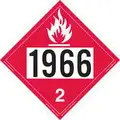 Flammable Gas 1966 Placard, Removable Vinyl, Height: 273mm, Width: 273mm