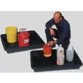 Spill Tray: 48 in L x 40 in W, 30 gal Spill Capacity, Black