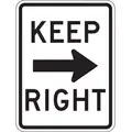 High Intensity Prismatic Aluminum Keep Right Traffic Sign; 24" H x 18" W