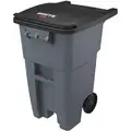 BRUTE 50 gal. Rectangular Flat Top Roll Out Trash Can, 36-1/2"H, Gray