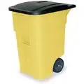 BRUTE 50 gal. Rectangular Flat Top Roll Out Trash Can, 36-1/2"H, Yellow