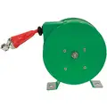 Cable Reel: Spring Return, Powder Coated, Locking, Green, Retractable Grounding Wire Reel