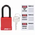 Zing Red Lockout Padlock, Alike Key Type, Aluminum Body Material, 6 PK