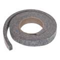 Wool Felt Strip: 1 in W x 10 ft L, 1/2 in Thick, F13, Plain Backing, Gray, 75% Wool Content