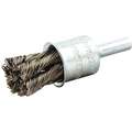 3/4" Knotted Wire End Brush, 1/4" Shank, 0.014" Wire Dia., 7/8" Bristle Trim Length