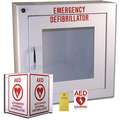 First Voice Alarmed Metal (white) AED Labeling/Storage Cabinet Package; For Use With AED / Defibrillator