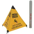 Handy Cone Folding Safety Cone, Sign Header Caution/Cuidado, Wet Floor, Number of Printed Sides 4, Nylon