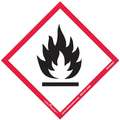 GHS Flame Label, Polypropylene, 4" Height, 4" Width, Write on Surface No, PK 50