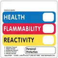 Hazcom Label, Vinyl, English, Health, Flammability, Reactivity, Black/Red, Blue, Yellow, White