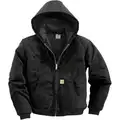 Hooded Jacket, 100% Ring Spun Cotton Duck, Black, Zipper Closure Type, 4XL Tall, Men's